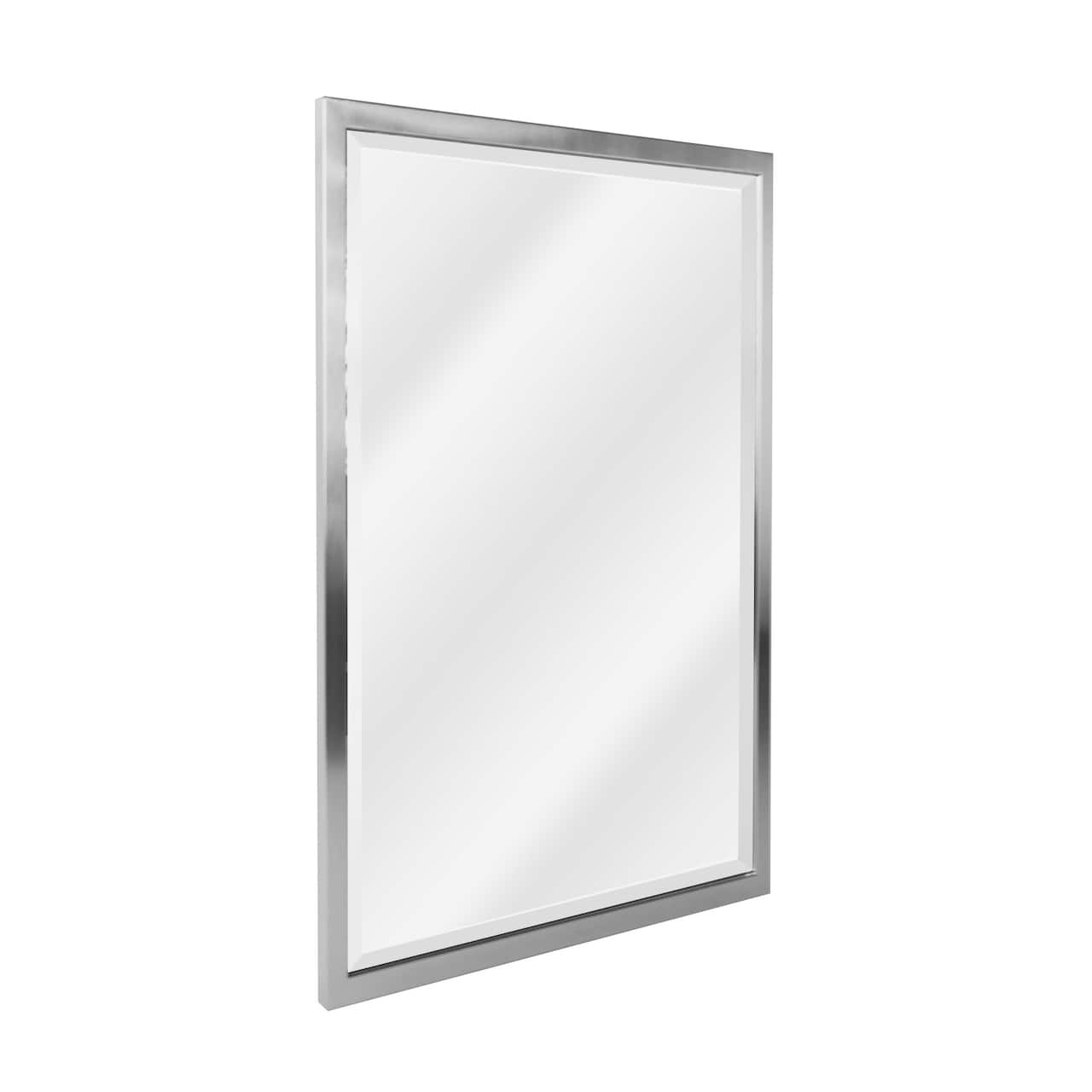 Head West 25.5" Brushed Nickel Stainless Steel Framed Wall Mirror